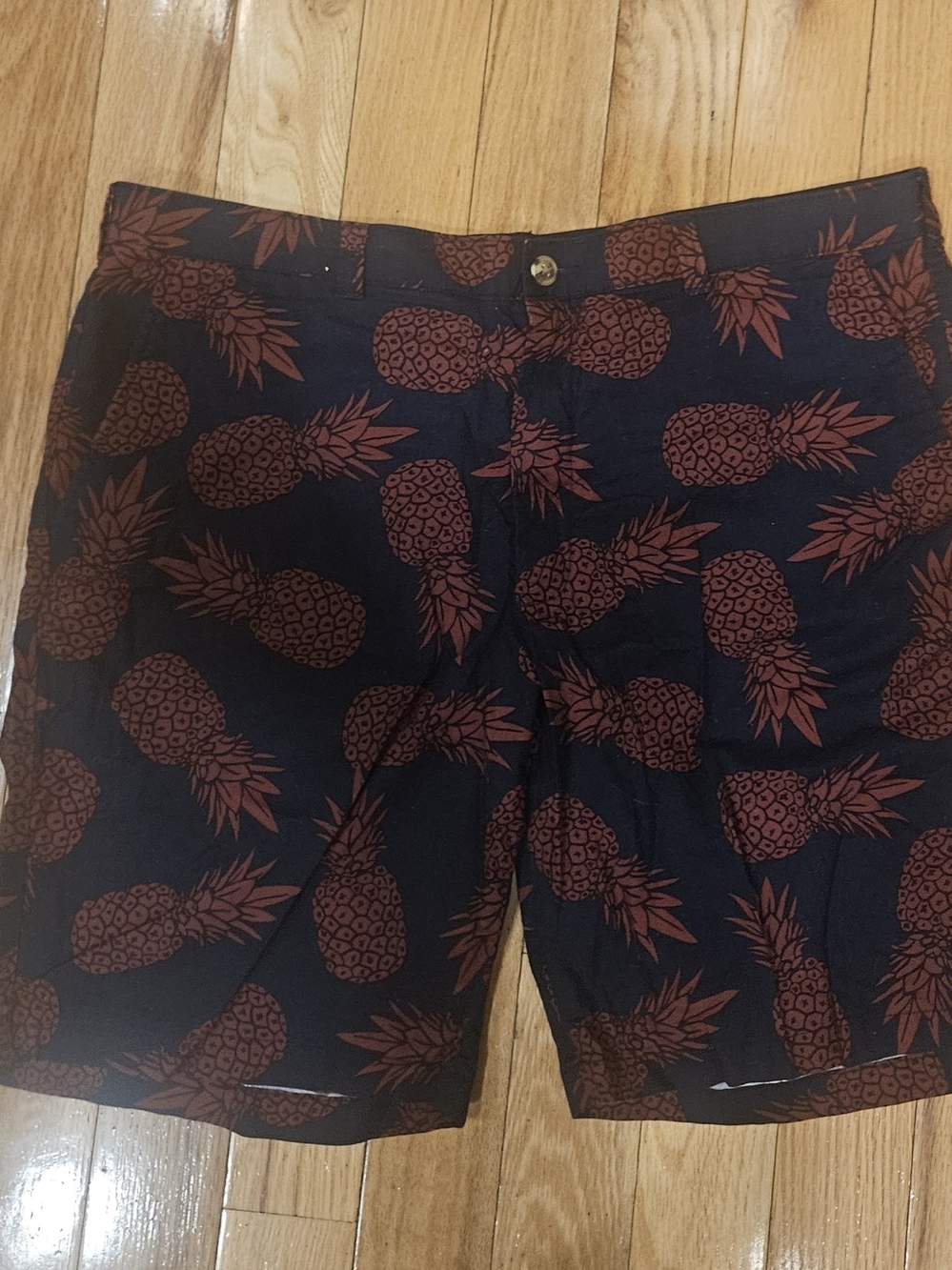 Club Room Black Shorts with Brown Pineapple Print